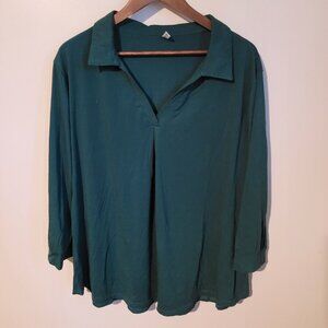 New Choice (Amazon) 3/4 Sleeve Collared Popover Blouse SZ 3X